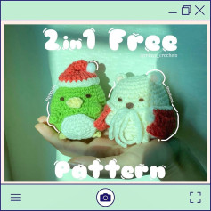 2 in 1 free Crochet pattern bear and penguin wearing christmas hat