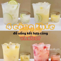 4 công thức đồ uống kết hợp yakult, soda chanh yakult, soda dừa yakult, soda dâu yakult, soda chanh dây