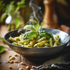 A lush bowl of Pesto Pasta