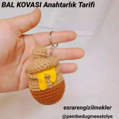 Bal kavanozu anahtarlık tığ işi modeli