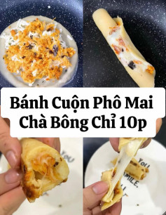 bánh cuộn phô mai chà bông chỉ 10 phút