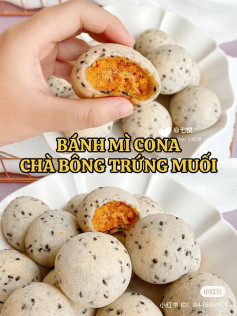 Bánh mì cona chà bông trứng muối