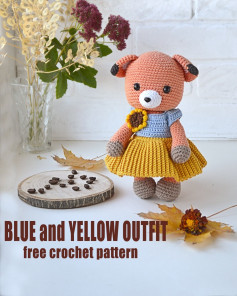 blue and yellow outfit free crochet pattern , skirt