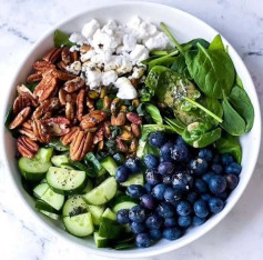 Blueberry Spinach Crunch Salad, With Lemon Poppy Seed Dressing 🥗🍋😍