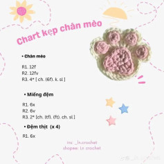 chart kẹp chân mèo, kẹp trái tim, kẹp bông hoa.