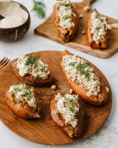 Chickpea Tuna Stuffed Sweet Potatoes 🍠