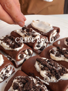 Chocolate oreo crepe roll