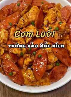 Cơm lười trứng xào xúc xích #food #anvat #anngonmoingay