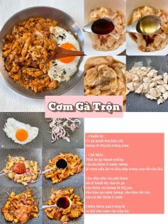 cơm trộn rau củ, cơm trộn gà, cơm trộn đơn giản