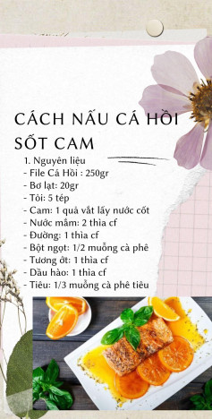 công thức làm món CÁCH NẤU CÁ HỒI SỐT CAM