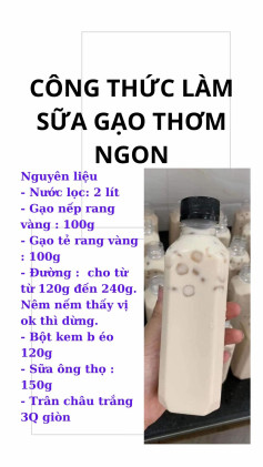 Công thức làm sữa gạo thơm ngon.