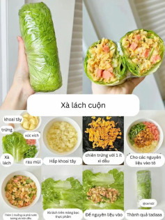 công thức làm xà lách cuộn, sushi cuộn trứng, cơm cuộn gạo lứt, xà lạch cuộn thịt