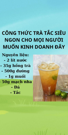 CÔNG THỨC TRÀ TẮC SIÊU NGON CHO MỌI NGƯỜI MUỐN KINH DOANH ĐÂY