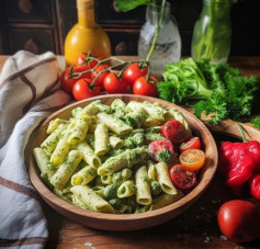 Creamy Avocado-Parsley Pasta with Tomatoes 🌿🍃