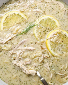 Creamy Greek Lemon Chicken Orzo Soup: