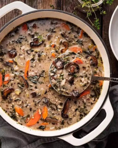 Creamy Vegan Mushroom Wild Rice Soup