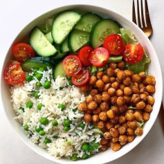 Crispy Baked Curried Chickpeas bowl