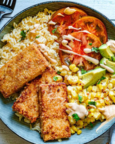 Crispy Tofu Bowl with Chipotle-Tahini🌱