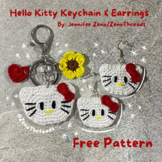 🐱❣️Crochet Hello Kitty Earrings & Keychain❣️🐱