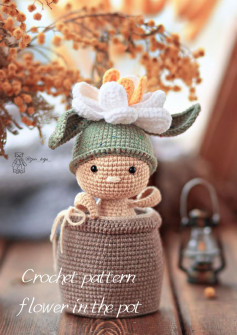 crochet pattern flower in the pot