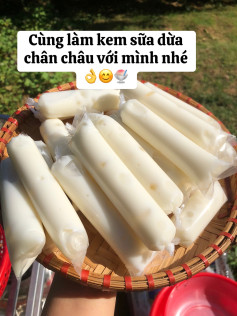 cùng làm kem sữa dừa chân châu với mình nhé.