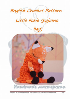 English Crochet Pattern Little Foxie (pajama bag)