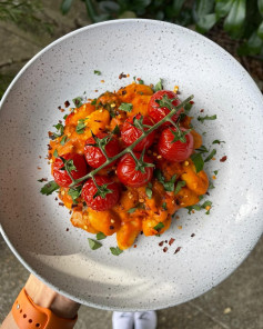 Enjoy🥰Roasted red pepper and pumpkin gnocchi!