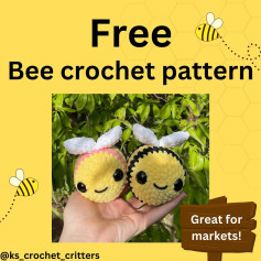 free bee crochet pattern, white winged bee crochet pattern