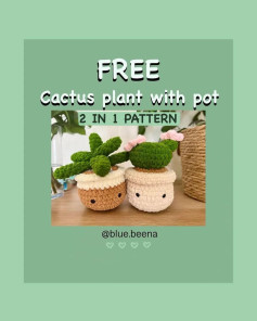 Free cactus plant with pot 2 in 1 pattern 🫶 !