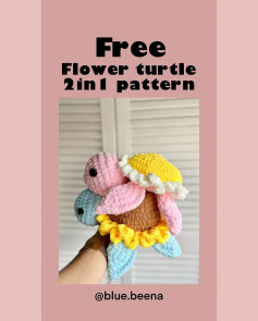 free flower turtle 2 in 1 pattern