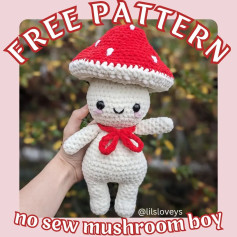 Free mushroom boy pattern 🍄🍄🍄 with bow