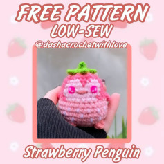 free pattern low-sew strawberry penguin