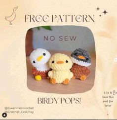 free pattern no sew birdy pops