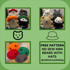 free pattern no sew mini bears with hats