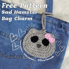 free pattern sad hamster bag charm