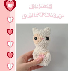 free pattern white cat pink