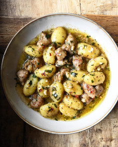 Garlic butter gnocchi with Italian sausage