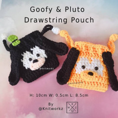 goofy pluto drawstring pouch crochet pattern