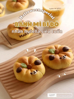 halloweenspecial bánh mì bí đỏ nhân nutella siêu cuốn.