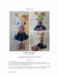 Katia cat crochet pattern wearing a dress