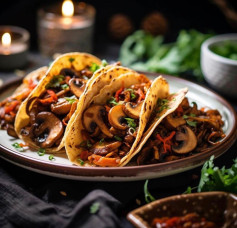 KIMCHI & MUSHROOM BAKED TACOS