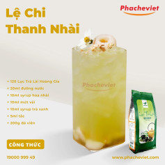 lệ chi thanh nhài, trà vải hoàng gia, trà xoài dâu tây, trà tắc mật ong hạt chia.