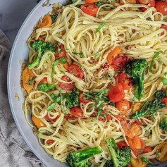 Linguini with Cherry Tomatoes, Basil & Broccolini 🍃🌿