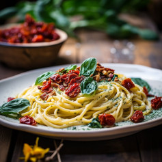 Lunch/Dinner Idea: Pasta With Spinach Almond Ricotta With Sundried Tomatoes