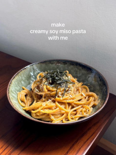 make creamy soy miso pasta with me