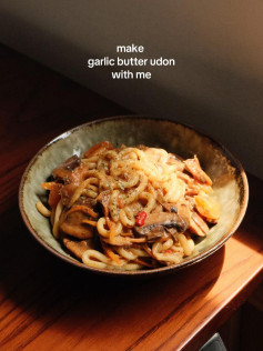 make garlic butter uddon with me