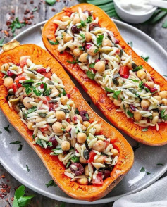 Mediterranean Stuffed Butternut Squash 🌱😍😍