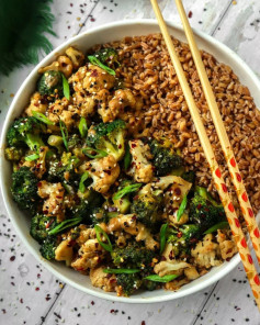 MISO GINGER CAULIFLOWER AND BROCCOLI STIR-FRY