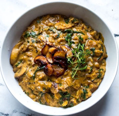 🌱Mushroom & Rainbow Chard Oat Risotto 🌱