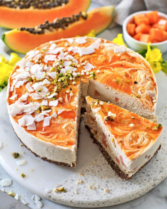 NO BAKE PAPAYA CHEESECAKE